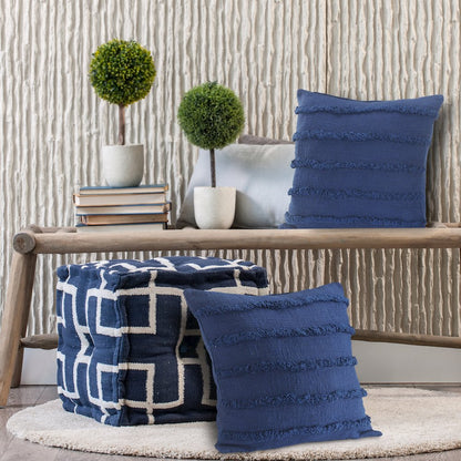 Rory Cotton Pillow Set of 2 in Blue, 20" x 20"