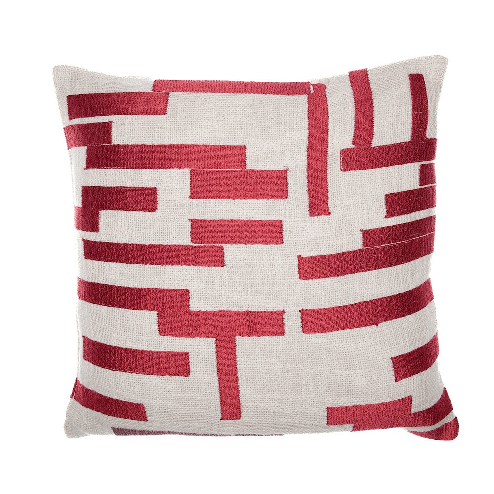 Stacy Garcia  Cotton Blend Poly Filled Pillow in Red/Ivory, 24" x 24"