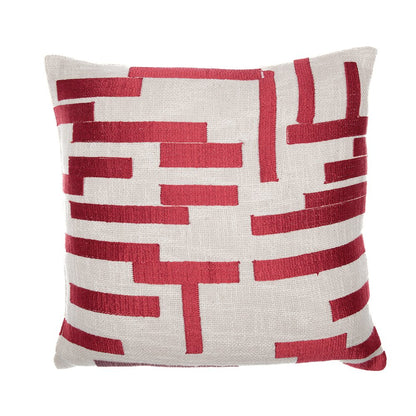 Stacy Garcia  Cotton Blend Poly Filled Pillow in Red/Ivory, 24" x 24"