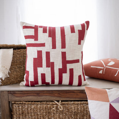 Stacy Garcia  Cotton Blend Poly Filled Pillow in Red/Ivory, 24" x 24"