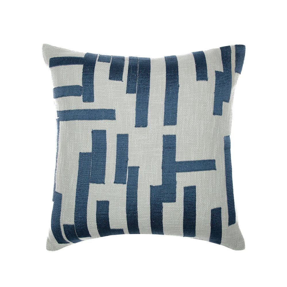 Stacy Garcia  Cotton Blend Poly Filled Pillow in Blue/Ivory, 24" x 24"