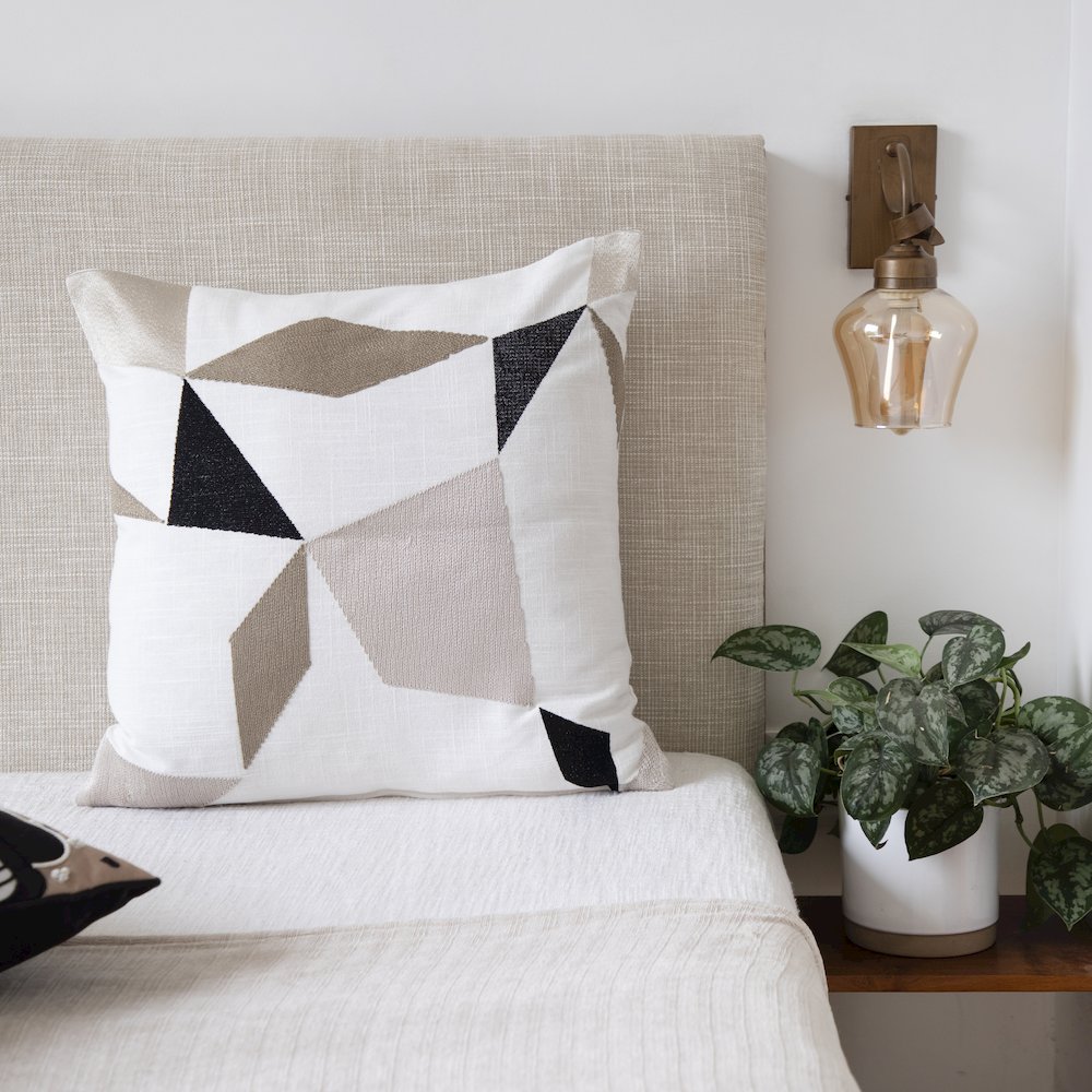 Stacy Garcia  Cotton Blend Poly Filled Pillow in Ivory/Tan, 24" x 24"