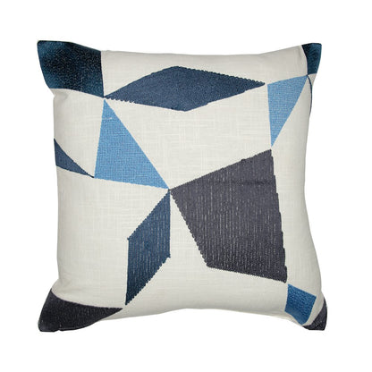 Stacy Garcia  Cotton Blend Poly Filled Pillow in Ivory/Blue, 24" x 24"
