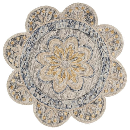 Gray Indoor Round Area Rug With Classic Design For Living Room