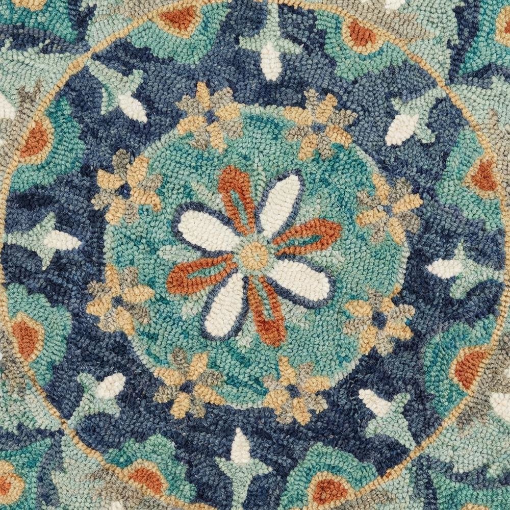 Blue Indoor Area Rug With Classic Round Design For Living Room