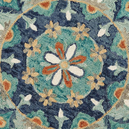 Blue Indoor Area Rug With Classic Round Design For Living Room