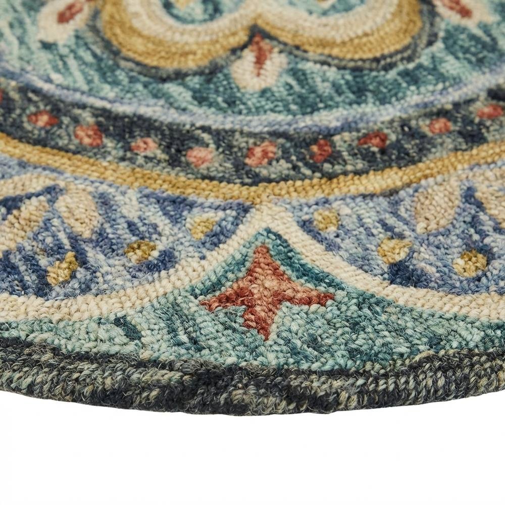 Blue Indoor Round Area Rug With Classic Style And Bright Colors