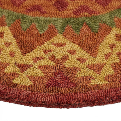 Orange/Red Round Indoor Area Rug With Transitional Style, 4-Foot Diameter