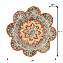 Orange Indoor Area Rug - 6' Round Classic Pattern For Living Room