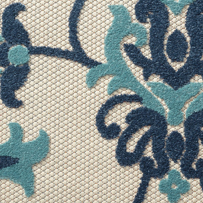 Copa Cabana Durable Performance Area Rug Outdoor in Blue/Beige, 7'10" x 9'10"