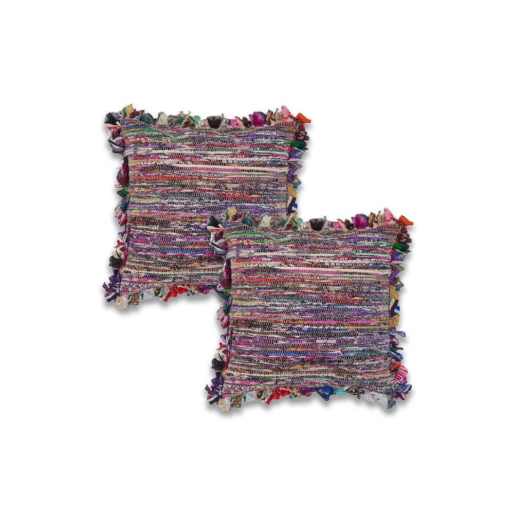 Ox Bay Multi Striped Recycled Materials Square 2 Piece Pillow Cover Set