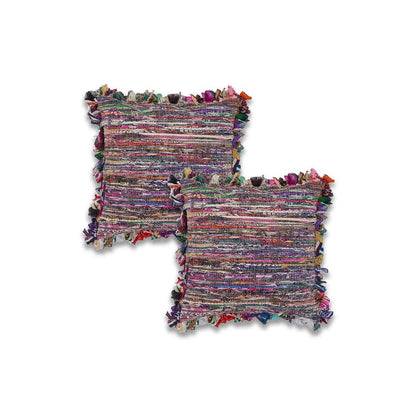 Ox Bay Multi Striped Recycled Materials Square 2 Piece Pillow Cover Set
