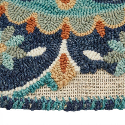 Blue Indoor Area Rug With Classic Round Design For Living Room