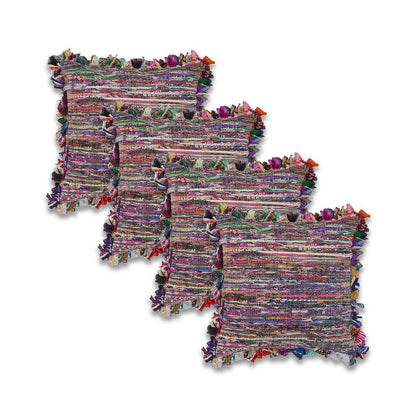 Ox Bay Multi Striped Recycled Materials Square 4 Piece Pillow Cover Set