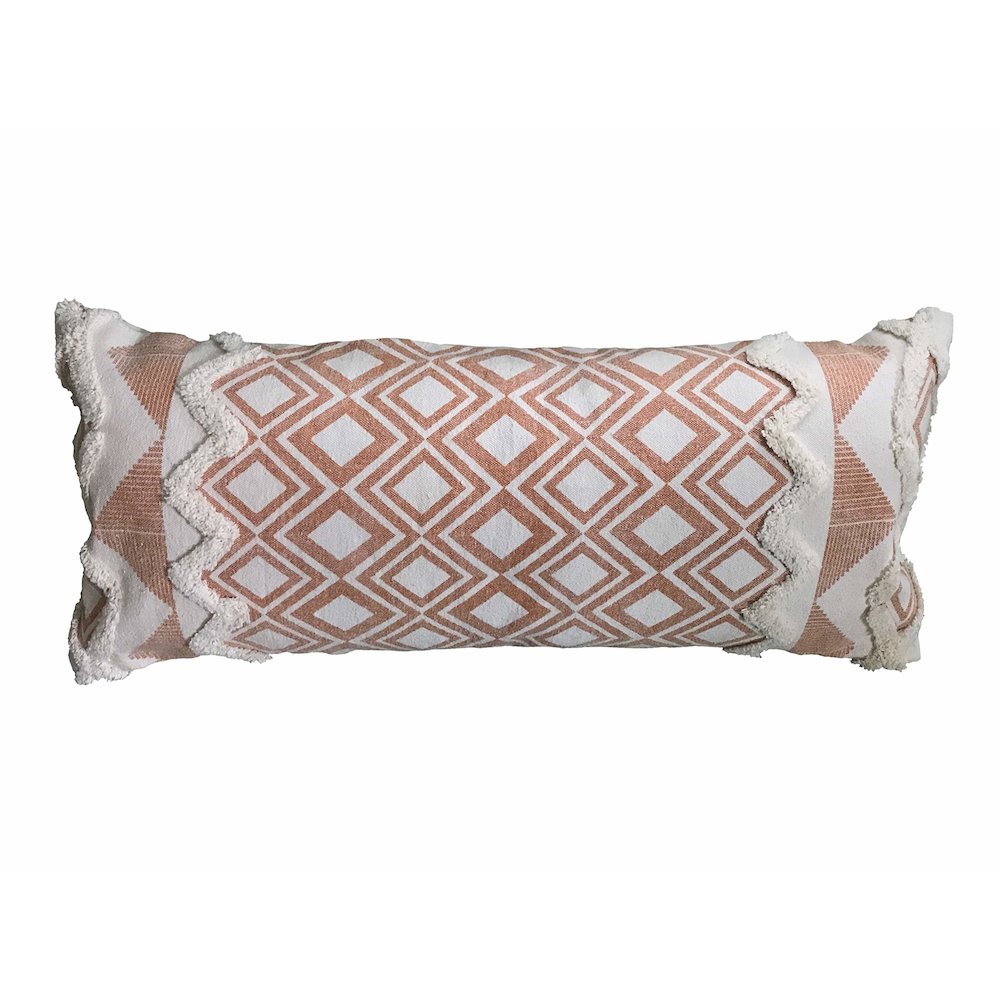 Geometric Burnt Orange and Cream Throw Pillow