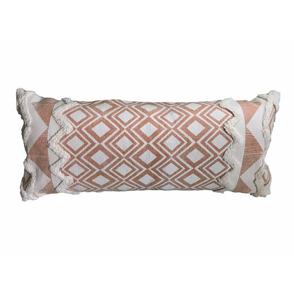 Geometric Burnt Orange and Cream Throw Pillow