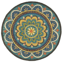 Bohemian Patterned Indoor Area Rug In Blue And Multicolored 4' Round