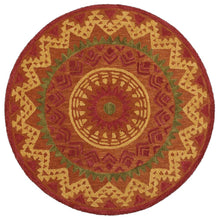Orange/Red Round Indoor Area Rug With Transitional Style, 4-Foot Diameter