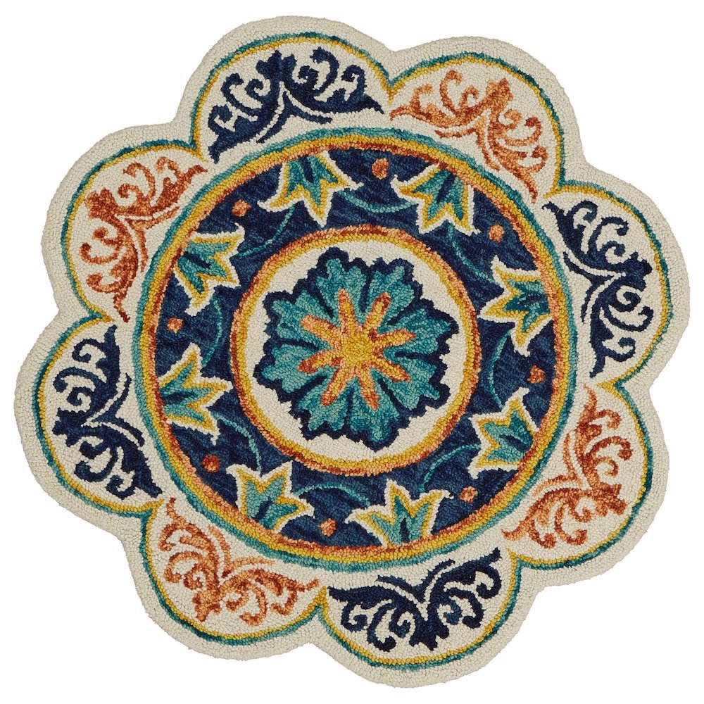 Blue Indoor Round Area Rug With Classic Design And Soft Material