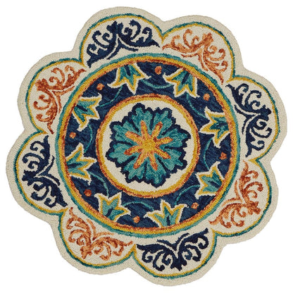 Blue Indoor Round Area Rug With Classic Design And Soft Material