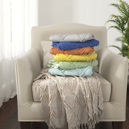 Orange Solid All-Natural Cotton Throw Blanket