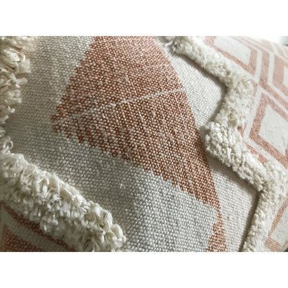 Geometric Burnt Orange and Cream Throw Pillow