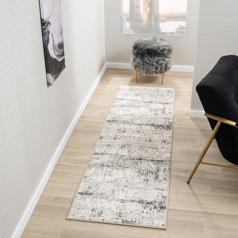 Antalya Durable Performance Area Rug Indoor in Beige/Gray, 2' x 7'