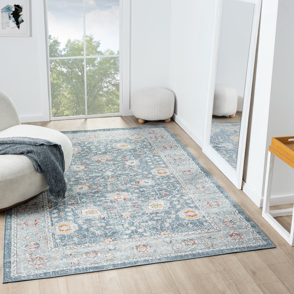 Antiquity Durable Performance Area Rug Outdoor in Blue, 2' x 4'