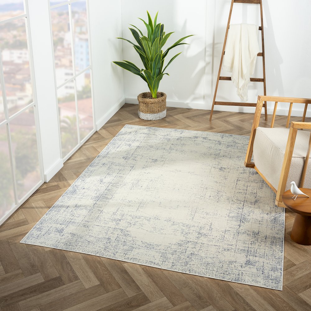 Aria Durable Performance Area Rug Indoor in Gray/Blue, 2' x 5'