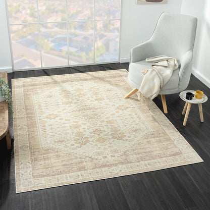 Aria Durable Performance Area Rug Indoor in Beige, 2' x 5'