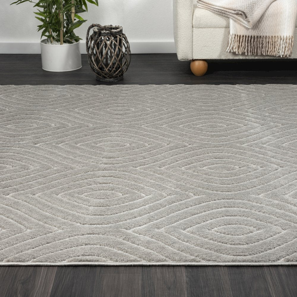 Atlas Durable Performance Area Rug Outdoor in Gray, 5' x 7'