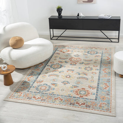 Avalon Performance Blend Area Rug Indoor in Blue/Ivory, 3'11" x 6'