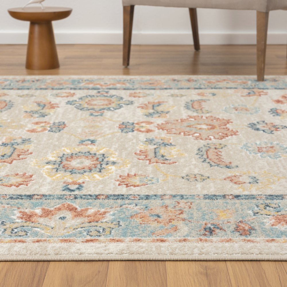 Avalon Performance Blend Area Rug Indoor in Blue/Ivory, 3'11" x 6'