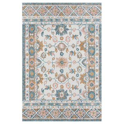 Babylon Wool Area Rug Indoor in Blue/Pink, 9' x 12'
