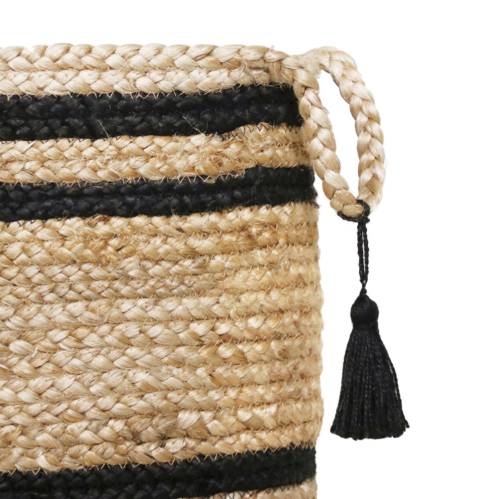 Baskets Jute Indoor Basket in Tan/Black,  19" x 19" x 19"