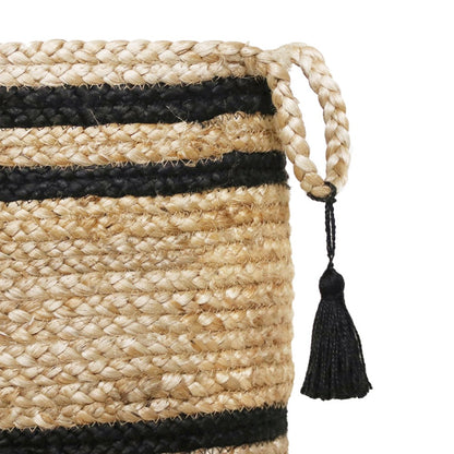 Baskets Jute Indoor Basket in Tan/Black,  19" x 19" x 19"