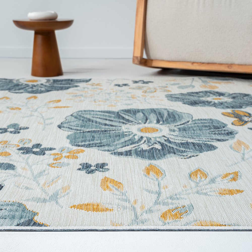 Belize Durable Performance Area Rug Outdoor in Blue/Ivory, 2' x 8'