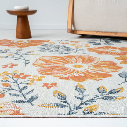 Belize Durable Performance Area Rug Outdoor in Orange/Blue, 2' x 8'