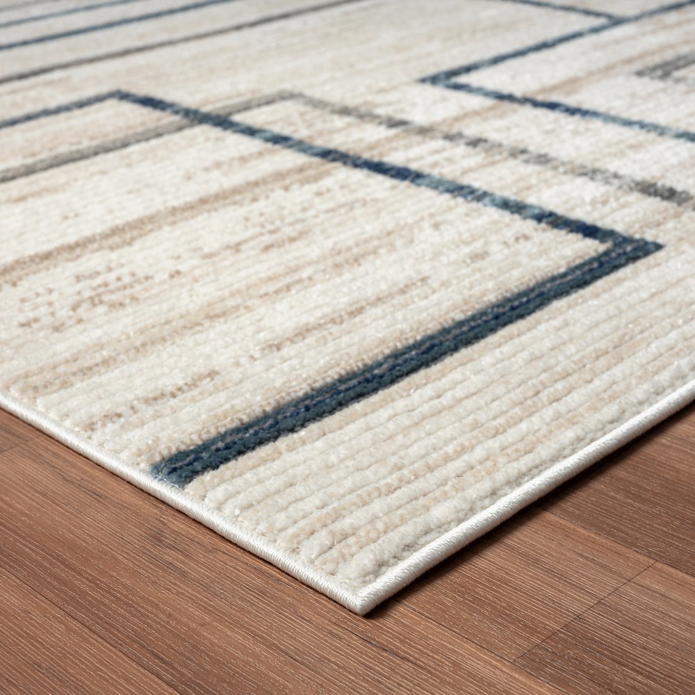 Bristol Performance Blend Area Rug Indoor in Ivory/Blue, 5' x 7'