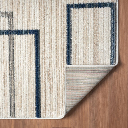 Bristol Performance Blend Area Rug Indoor in Ivory/Blue, 5' x 7'