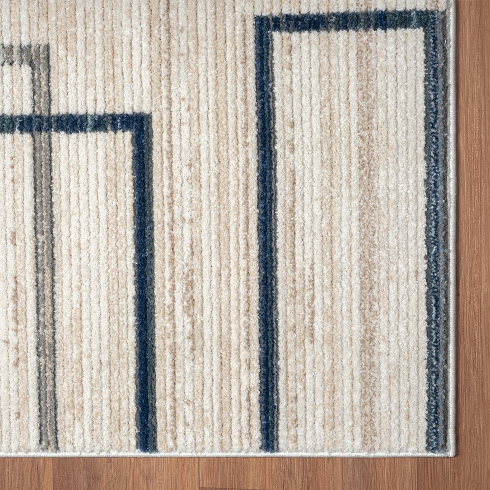 Bristol Performance Blend Area Rug Indoor in Ivory/Blue, 5' x 7'