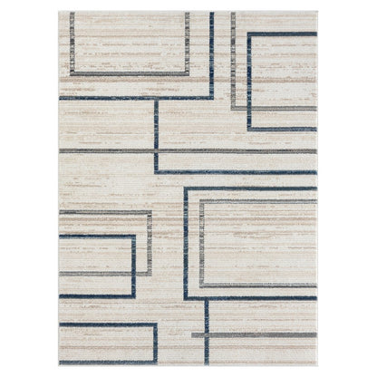 Bristol Performance Blend Area Rug Indoor in Ivory/Blue, 5' x 7'