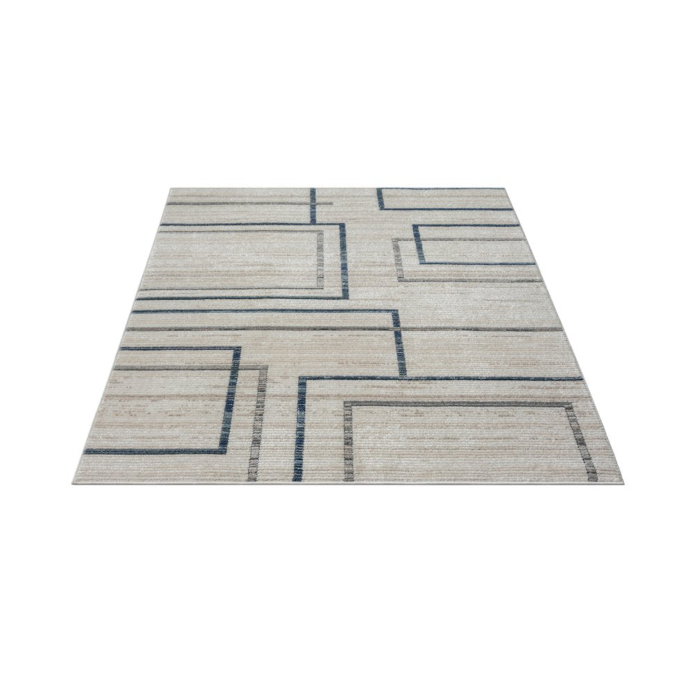 Bristol Performance Blend Area Rug Indoor in Ivory/Blue, 5' x 7'