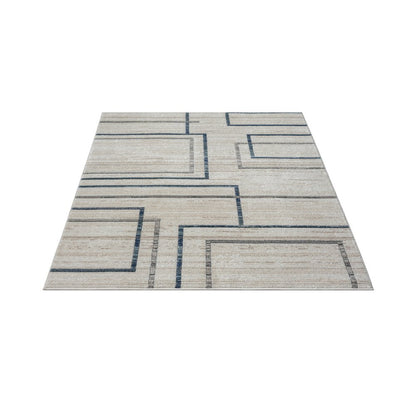 Bristol Performance Blend Area Rug Indoor in Ivory/Blue, 5' x 7'