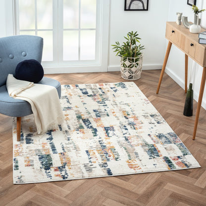 Bristol Performance Blend Area Rug Indoor in Blue/Orange, 5' x 7'