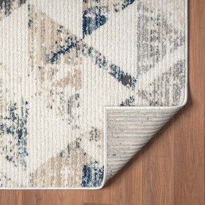Bristol Performance Blend Area Rug Indoor in Ivory/Blue, 5' x 7'