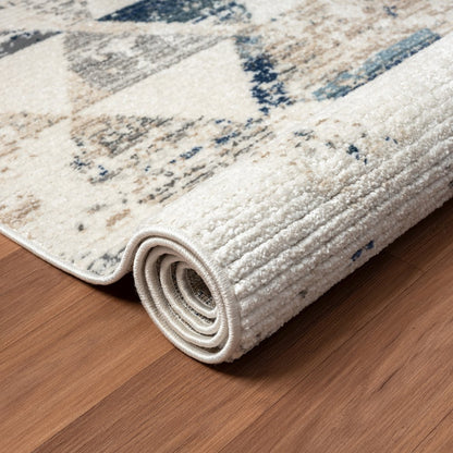 Bristol Performance Blend Area Rug Indoor in Ivory/Blue, 5' x 7'