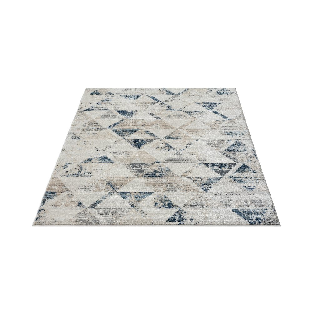 Bristol Performance Blend Area Rug Indoor in Ivory/Blue, 5' x 7'