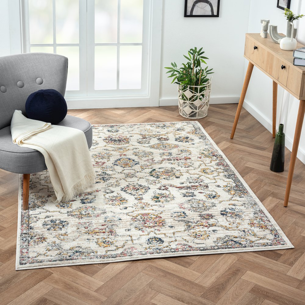 Bristol Performance Blend Area Rug Indoor in Gray/Orange, 5' x 7'