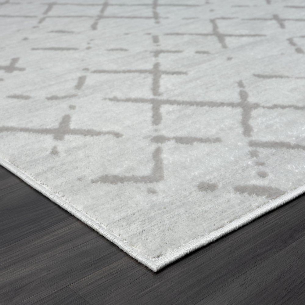 Calgary Durable Performance Area Rug Indoor in Cream/Gray, 5' x 7'